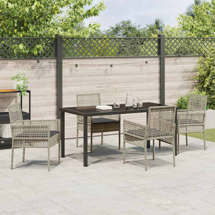 Set de masă pentru grădină cu pernă 5 pcs Gri deschis poliratan WALTI