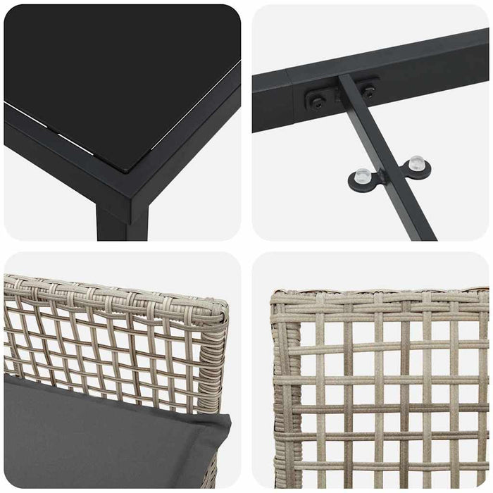 Set de masă pentru grădină cu pernă 7 pcs Gri deschis poliratan WALTI