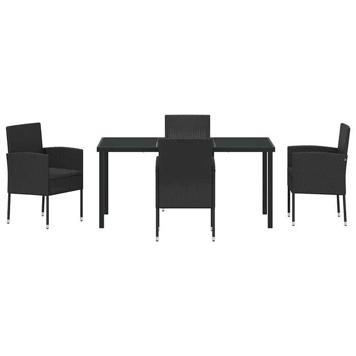 Set de masă pentru grădină cu pernă 5 pcs Negru poliratan - WALTI WALTI