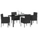 Set de masă pentru grădină cu pernă 5 pcs Negru poliratan - WALTI WALTI
