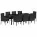 Set de masă pentru grădină cu pernă 9 pcs Negru poliratan - WALTI WALTI