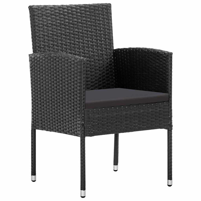 Set de masă pentru grădină cu pernă 9 pcs Negru poliratan - WALTI WALTI