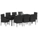 Set de masă pentru grădină cu pernă 9 pcs Negru poliratan - WALTI WALTI