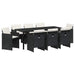 Set de masă pentru grădină cu pernă 9 pcs Negru poliratan - WALTI WALTI
