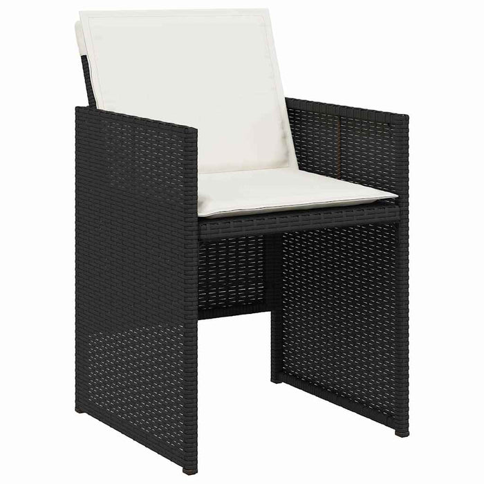 Set de masă pentru grădină cu pernă 9 pcs Negru poliratan - WALTI WALTI