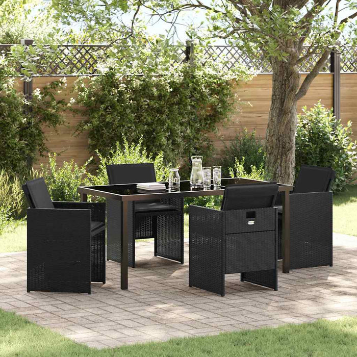 Set de masă pentru grădină cu pernă 5 pcs Negru poliratan - WALTI WALTI