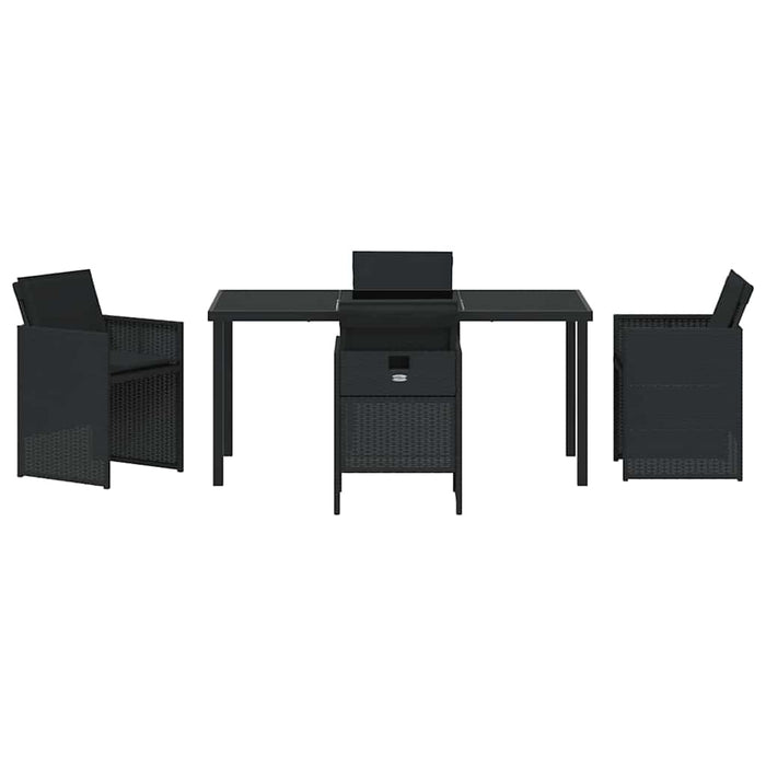 Set de masă pentru grădină cu pernă 5 pcs Negru poliratan - WALTI WALTI