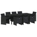 Set de masă pentru grădină cu pernă 9 pcs Negru poliratan - WALTI WALTI