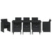 Set de masă pentru grădină cu pernă 9 pcs Negru poliratan - WALTI WALTI