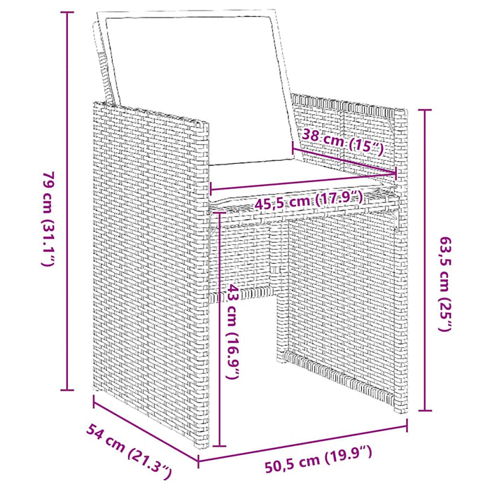 Set de masă pentru grădină cu pernă 9 pcs Gri poliratan - WALTI WALTI