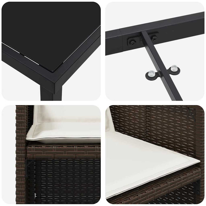 Set de masă pentru grădină cu pernă 5 pcs Maro Rattan poli - WALTI WALTI