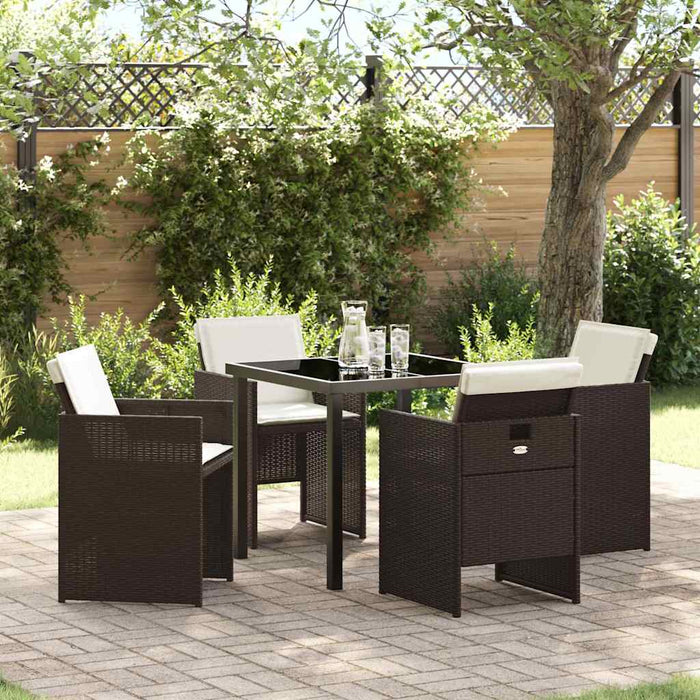 Set de masă pentru grădină cu pernă 5 pcs Maro Rattan poli - WALTI WALTI