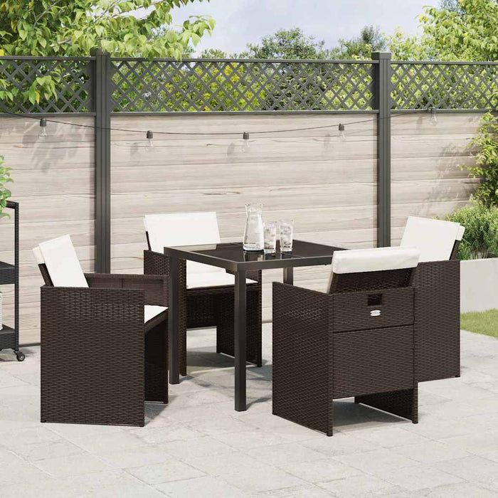 Set de masă pentru grădină cu pernă 5 pcs Maro Rattan poli - WALTI WALTI