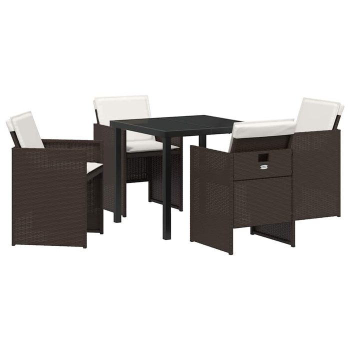 Set de masă pentru grădină cu pernă 5 pcs Maro Rattan poli - WALTI WALTI