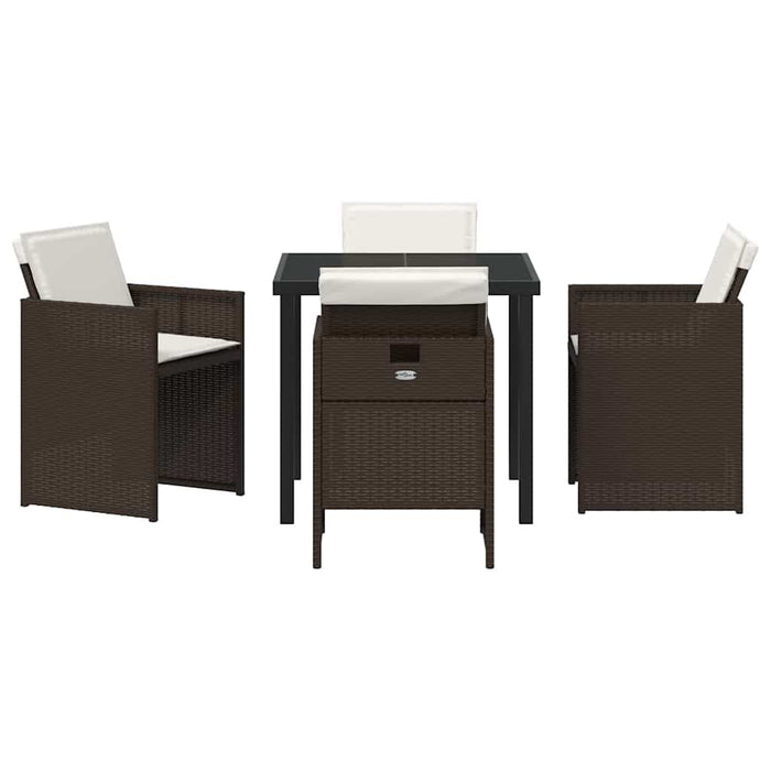 Set de masă pentru grădină cu pernă 5 pcs Maro Rattan poli - WALTI WALTI