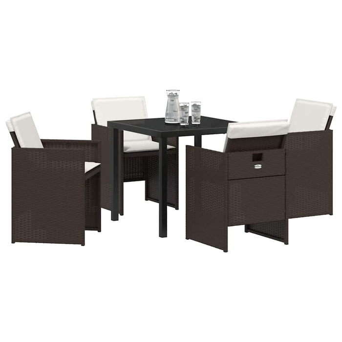 Set de masă pentru grădină cu pernă 5 pcs Maro Rattan poli - WALTI WALTI