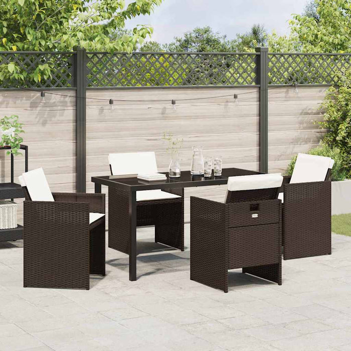 Set de masă pentru grădină cu pernă 5 pcs Maro poliratan - WALTI WALTI