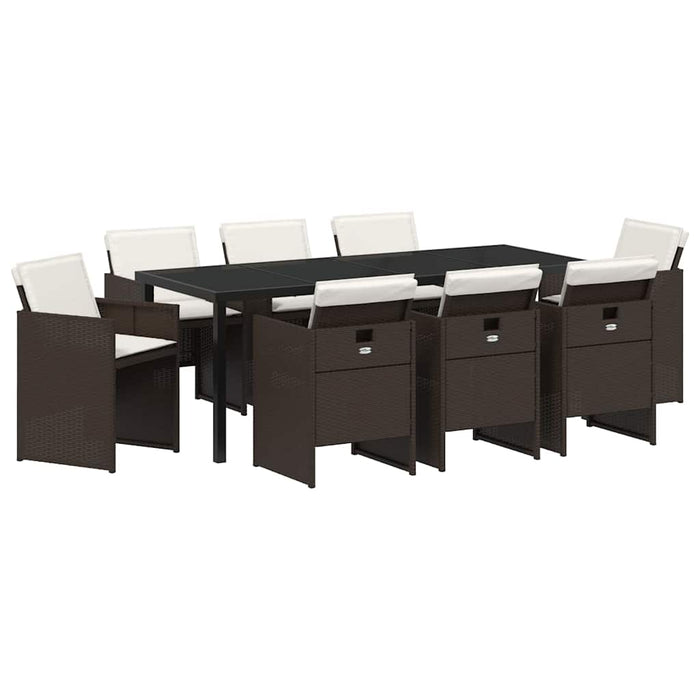 Set de masă pentru grădină cu pernă 9 pcs Maro poliratan - WALTI WALTI