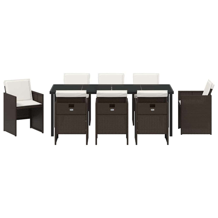 Set de masă pentru grădină cu pernă 9 pcs Maro poliratan - WALTI WALTI
