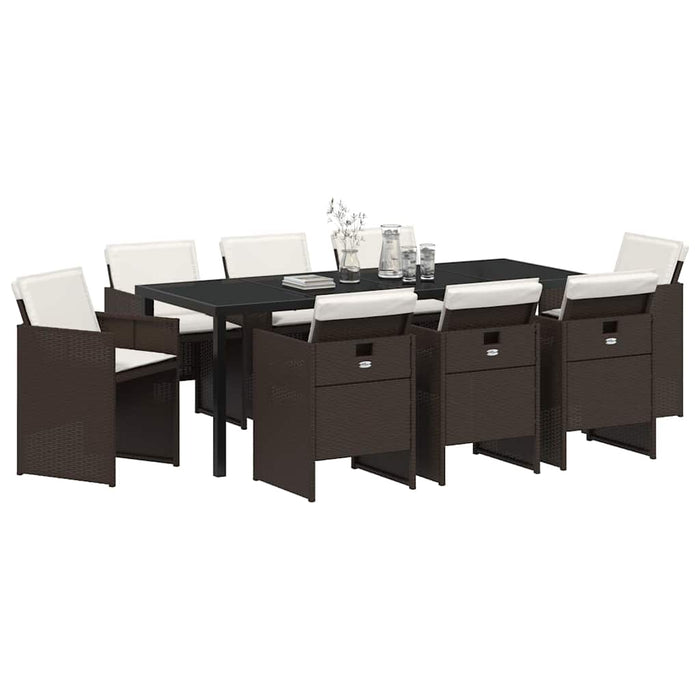 Set de masă pentru grădină cu pernă 9 pcs Maro poliratan - WALTI WALTI