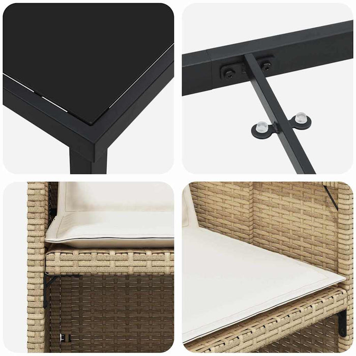 Set de masă pentru grădină cu pernă 5 pcs Bej poliratan - WALTI WALTI
