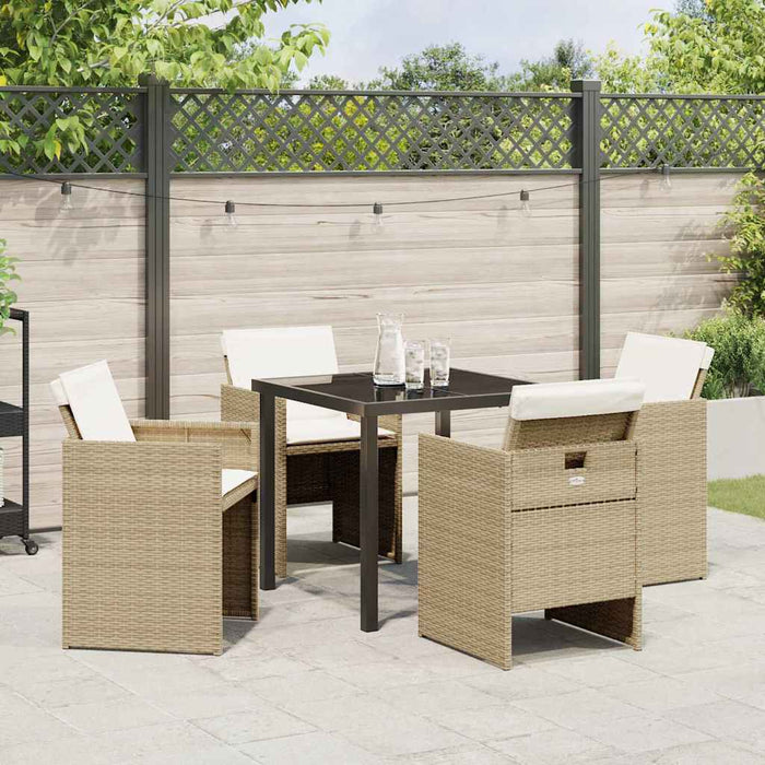 Set de masă pentru grădină cu pernă 5 pcs Bej poliratan - WALTI WALTI