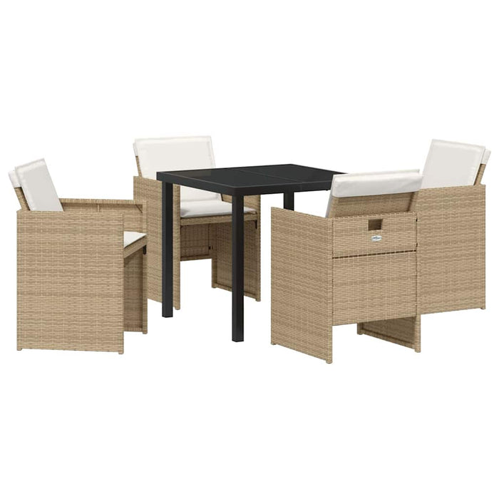 Set de masă pentru grădină cu pernă 5 pcs Bej poliratan - WALTI WALTI