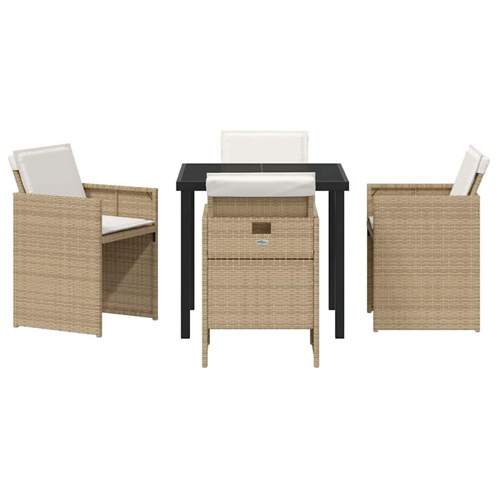 Set de masă pentru grădină cu pernă 5 pcs Bej poliratan - WALTI WALTI