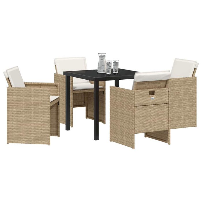 Set de masă pentru grădină cu pernă 5 pcs Bej poliratan - WALTI WALTI