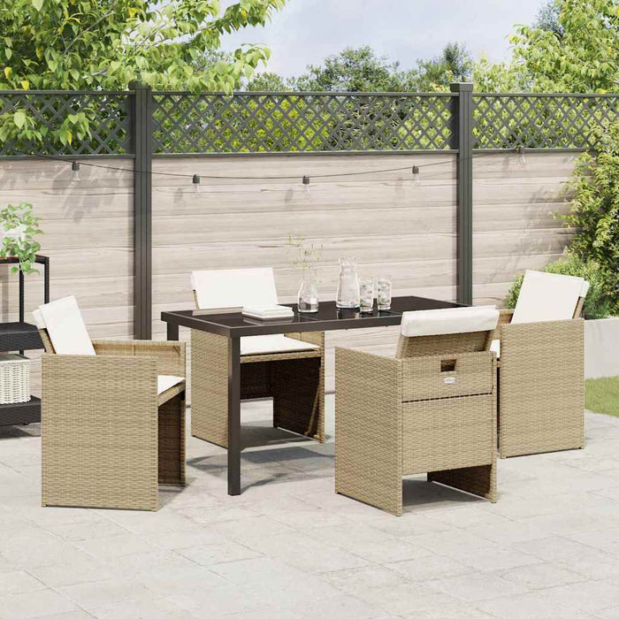 Set de masă pentru grădină cu pernă 5 pcs Bej poliratan - WALTI WALTI