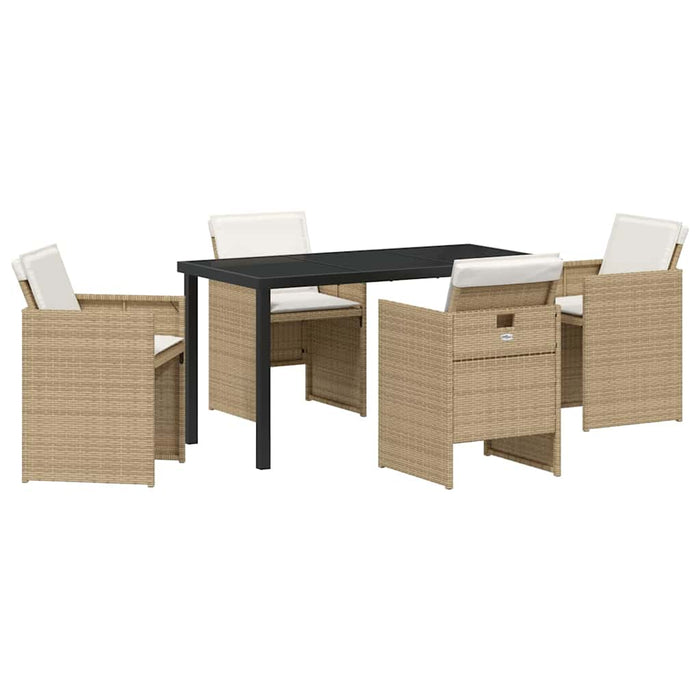 Set de masă pentru grădină cu pernă 5 pcs Bej poliratan - WALTI WALTI