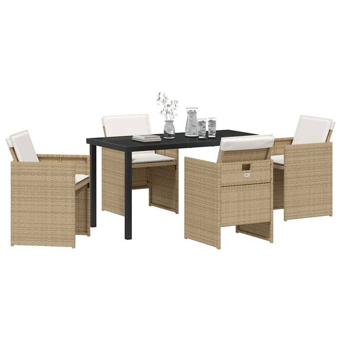 Set de masă pentru grădină cu pernă 5 pcs Bej poliratan - WALTI WALTI
