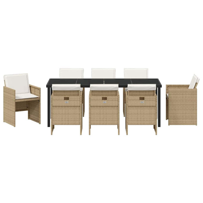 Set de masă pentru grădină cu pernă 9 pcs Bej poliratan - WALTI WALTI