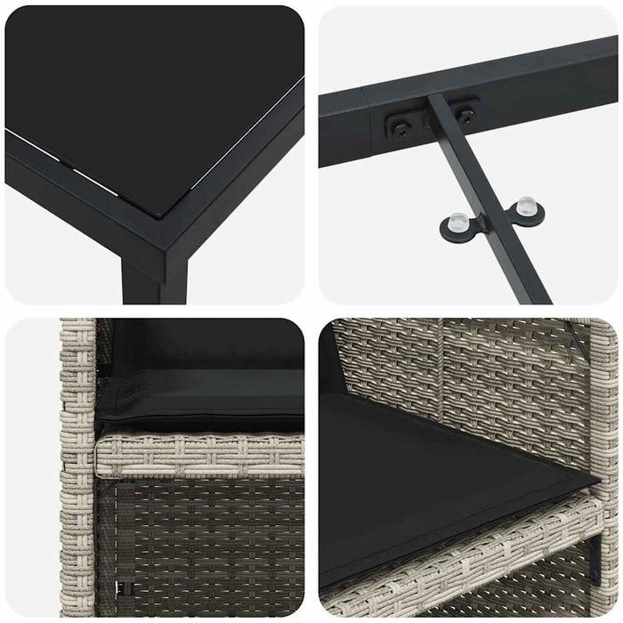 Set de masă pentru grădină 5 pcs Gri deschis Rattan poli - WALTI WALTI