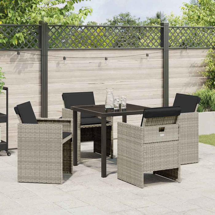 Set de masă pentru grădină 5 pcs Gri deschis Rattan poli - WALTI WALTI