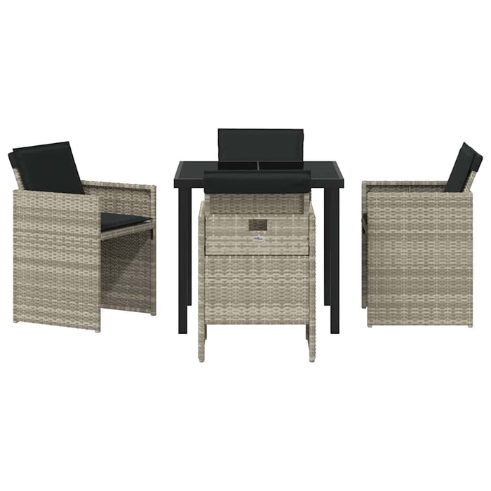 Set de masă pentru grădină 5 pcs Gri deschis Rattan poli - WALTI WALTI