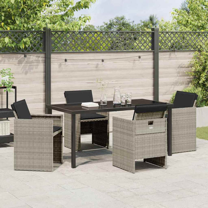 Set de masă pentru grădină cu pernă 5 pcs Gri deschis poliratan - WALTI WALTI