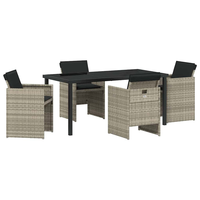 Set de masă pentru grădină cu pernă 5 pcs Gri deschis poliratan - WALTI WALTI
