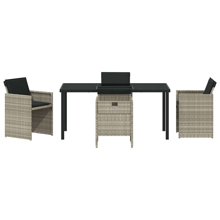Set de masă pentru grădină cu pernă 5 pcs Gri deschis poliratan - WALTI WALTI