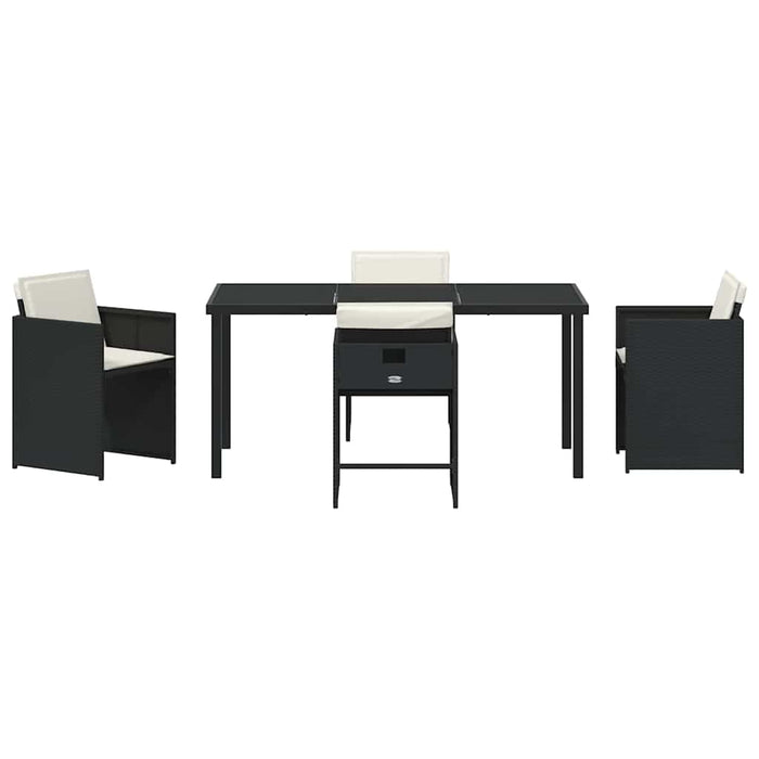 Set de masă pentru grădină cu pernă 5 pcs Negru poliratan - WALTI WALTI