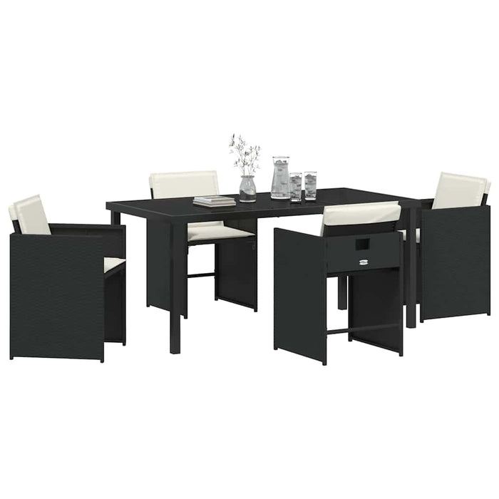 Set de masă pentru grădină cu pernă 5 pcs Negru poliratan - WALTI WALTI