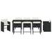 Set de masă pentru grădină cu pernă 9 pcs Negru poliratan - WALTI WALTI