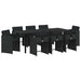 Set de masă pentru grădină cu pernă 9 pcs Negru poliratan - WALTI WALTI