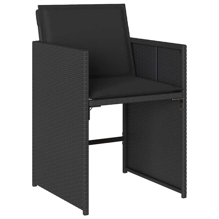 Set de masă pentru grădină cu pernă 9 pcs Negru poliratan - WALTI WALTI
