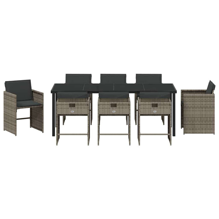 Set de masă pentru grădină cu pernă 9 pcs Gri poliratan - WALTI WALTI