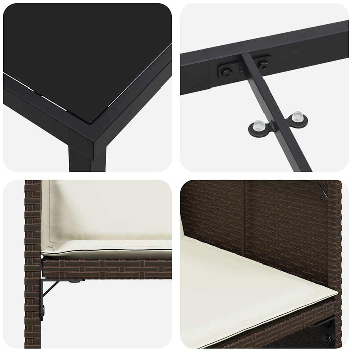 Set de masă pentru grădină cu pernă 9 pcs Maro poliratan - WALTI WALTI