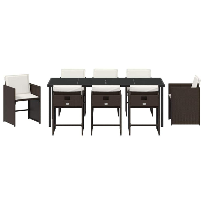 Set de masă pentru grădină cu pernă 9 pcs Maro poliratan - WALTI WALTI