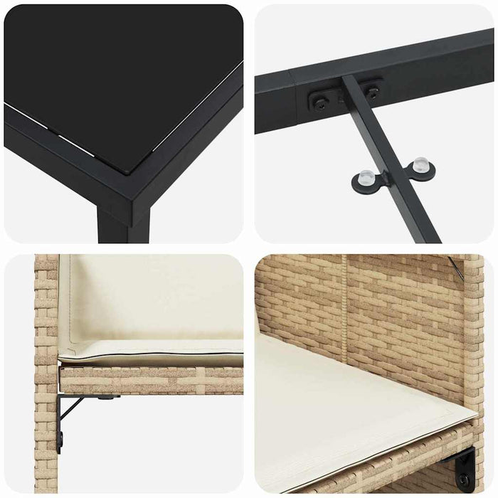 Set de masă pentru grădină cu pernă 9 pcs Bej poliratan - WALTI WALTI