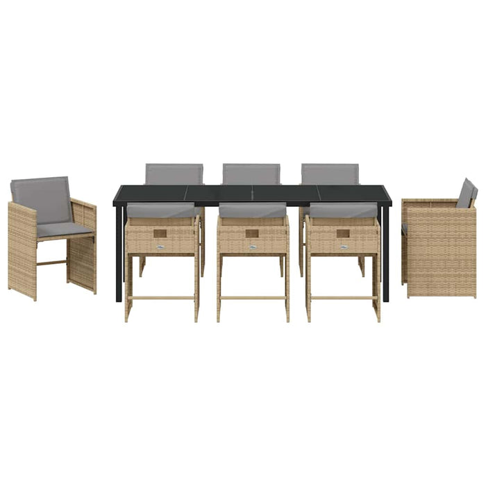 Set de masă pentru grădină cu pernă 9 pcs Bej poliratan - WALTI WALTI