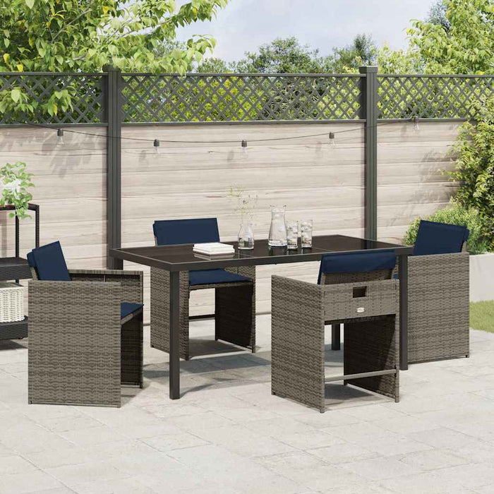 Set de masă pentru grădină cu pernă 5 pcs Gri poliratan - WALTI WALTI